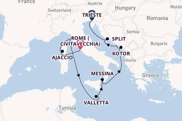 Mediterranean from Rome (Civitavecchia), Italy with the Enchanted Princess