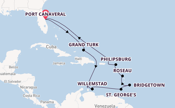 Caribbean from Port Canaveral, Florida with the Carnival Venezia