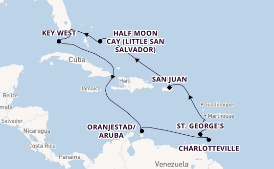 Caribbean from Fort Lauderdale (Port Everglades), Florida, USA with the Volendam