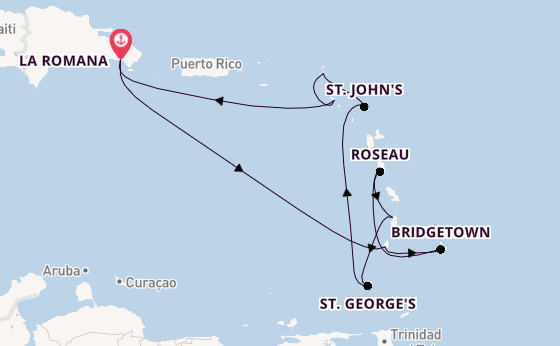 Karibik ab La Romana, Dominikanische Republik auf der Mein Schiff 4