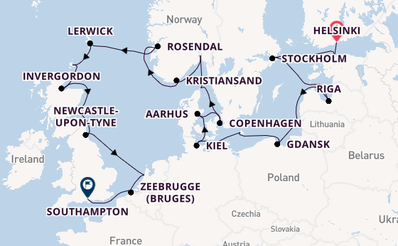 British Isles from Helsinki, Finland with the Sonata (Oceania)