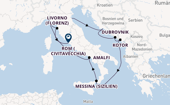 Mittelmeer ab Ravenna, Italien auf der Celebrity Constellation