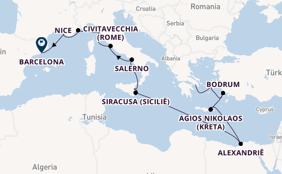 Middellandse Zee vanaf Athene (Piraeus), Griekenland met de Azamara Journey