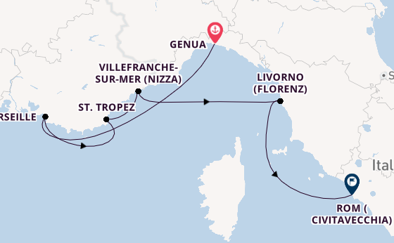 Westliches Mittelmeer ab Genua, Italien auf der Explora III