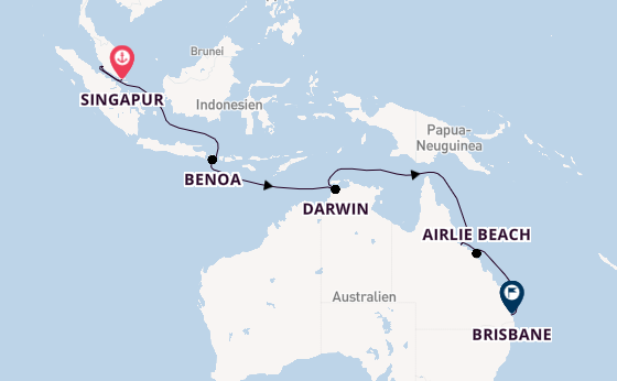 Australien ab Singapur, Singapur auf der Grand Princess