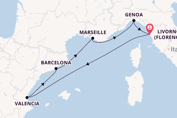 Western Mediterranean from Livorno (Florence), Italy with the MSC Orchestra 