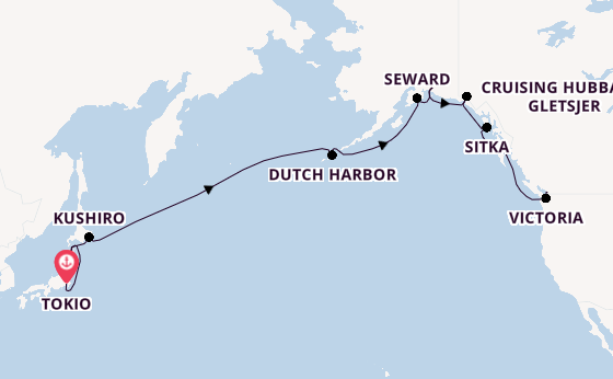 Transpacifisch vanaf Tokio, Japan met de EXPLORA III