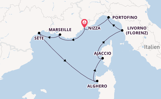 Westliches Mittelmeer ab Nizza, Frankreich auf der Silver Shadow