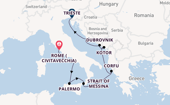 Mediterranean Sea from Rome (Civitavecchia), Italy with the Oosterdam