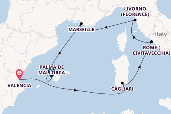 Western Mediterranean from Valencia, Spain with the MSC Lirica