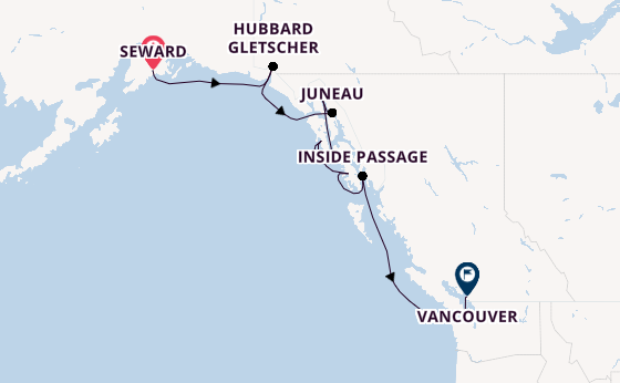 Alaska ab Seward, Alaska auf der Silver Whisper