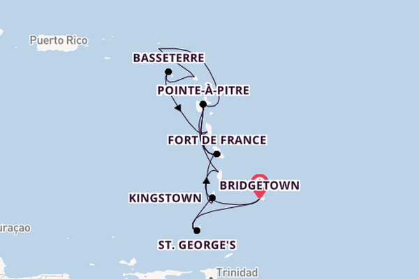 Southern Caribbean from Bridgetown, Barbados with the MSC Seaview