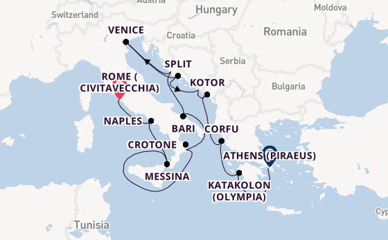 Mediterranean Sea from Rome (Civitavecchia), Italy with the Viking Star