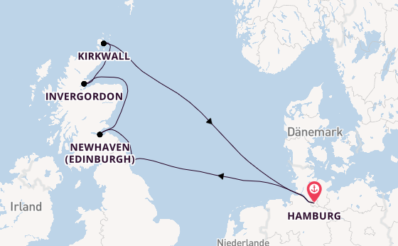 Vereinigtes Königreich ab Hamburg, Deutschland auf AIDAbella