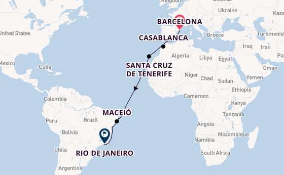 trans-Atlantisch vanaf Barcelona, Spanje met de EXPLORA II