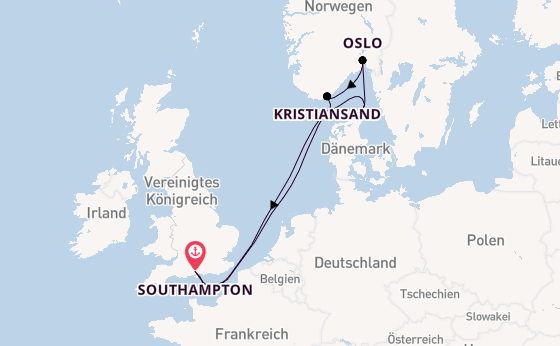 England ab Southampton, Großbritannien auf der Queen Anne