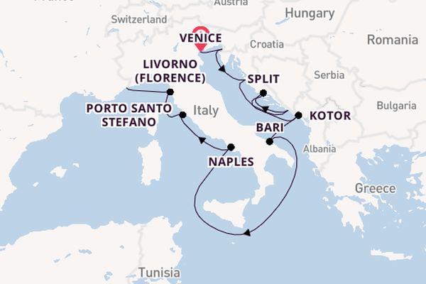 Mediterranean Sea from Venice, Italy with the Silver Dawn