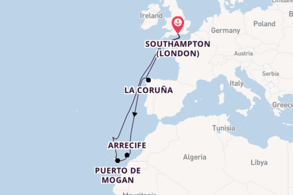 Canary Islands from Southampton (London), England, United Kingdom with the Ventura