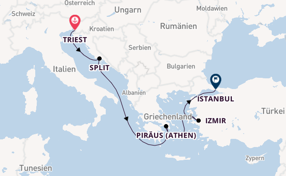 Mittelmeer ab Triest, Italien auf der MSC Splendida