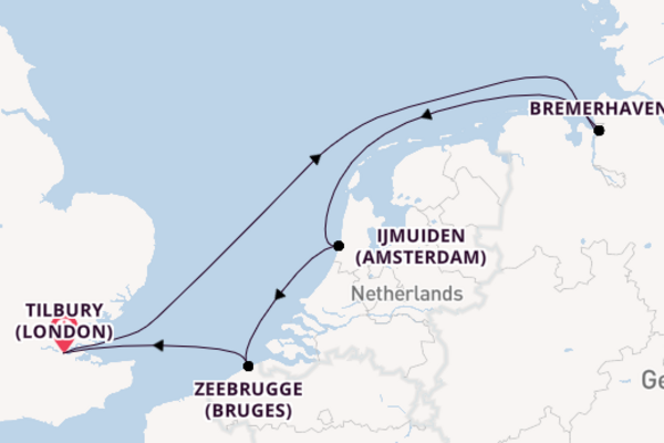 Sailing from Tilbury (London) via Ijmuiden (Amsterdam)