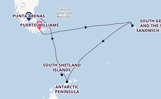 Antarctic Ocean from Puerto Williams, Chile with the Silver Cloud