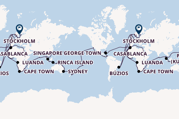 Round-the-World Trip from Fort Lauderdale (Port Everglades), Florida, USA with the Viking Sky