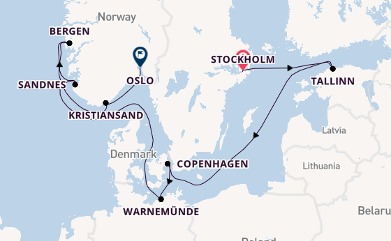 Norway from Stockholm, Sweden with the MSC Splendida