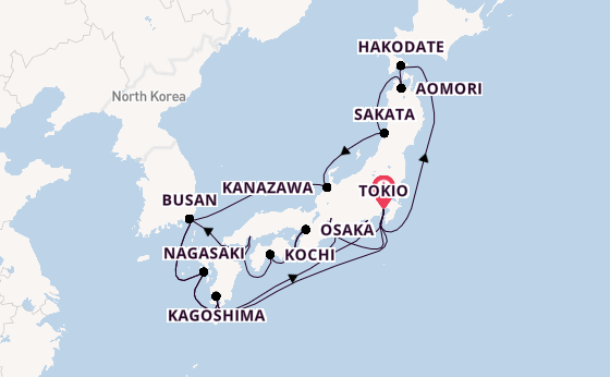 Japan vanaf Tokio, Japan met de Sapphire Princess