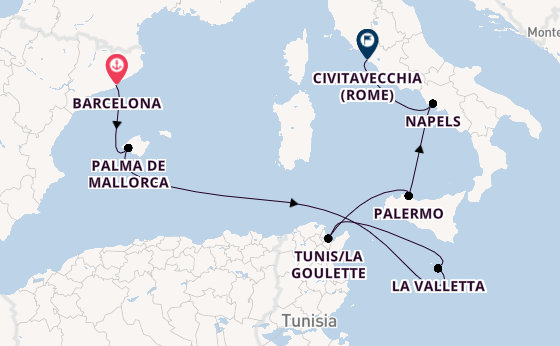 Westelijke Middellandse Zee vanaf Barcelona, Spanje met de Norwegian Epic