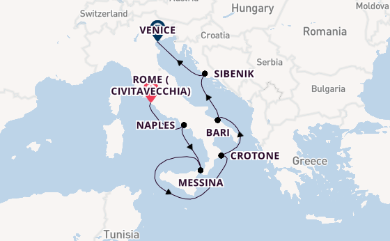 Western Mediterranean from Rome (Civitavecchia), Italy with the Viking Mira