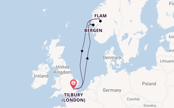 7 day journey on board the Ambience from Tilbury (London)