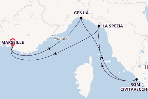 Westliches Mittelmeer ab Marseille, Frankreich auf der MSC World Europa