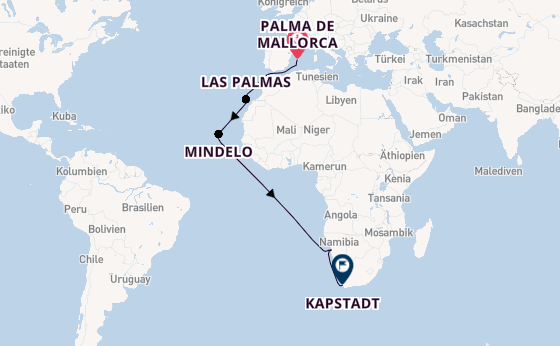 Südliches Afrika ab Palma de Mallorca, Spanien auf der Mein Schiff 5