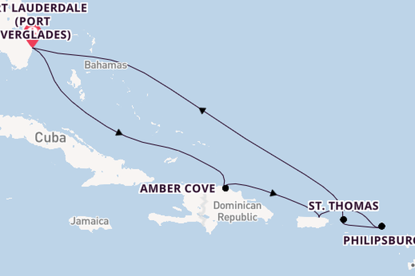 Caribbean from Fort Lauderdale (Port Everglades), Florida, USA with the Majestic Princess