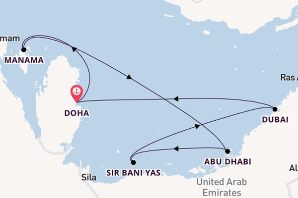 Perzische Golf vanaf Doha, Qatar met de MSC Euribia