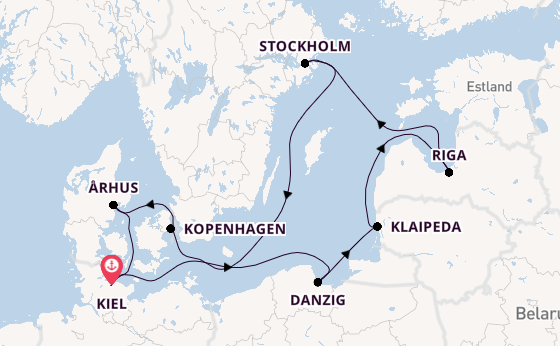Ostsee ab Kiel, Deutschland auf der Mein Schiff 7