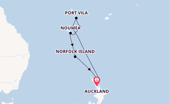 South Pacific from Auckland, New Zealand with the Carnival Adventure