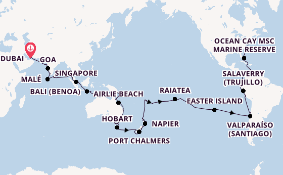 Round-the-World Trip from Dubai, United Arab Emirates with the EXPLORA I