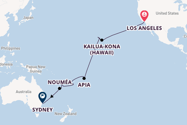 Transpacific from Los Angeles, California, USA with the Grand Princess