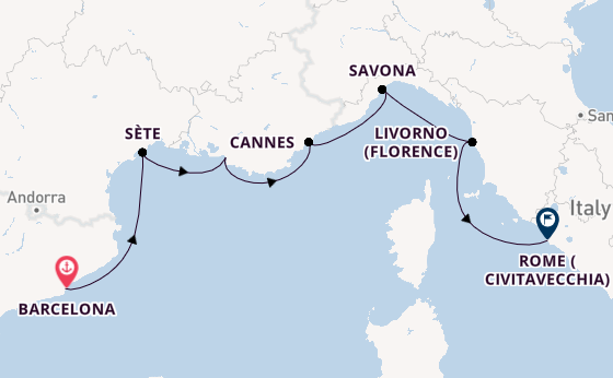 Western Mediterranean from Barcelona, Spain with the Seven Seas Voyager