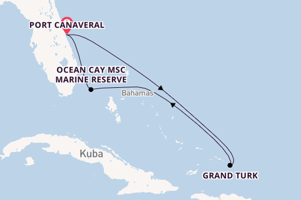 Karibik ab Port Canaveral, USA auf der MSC Seashore