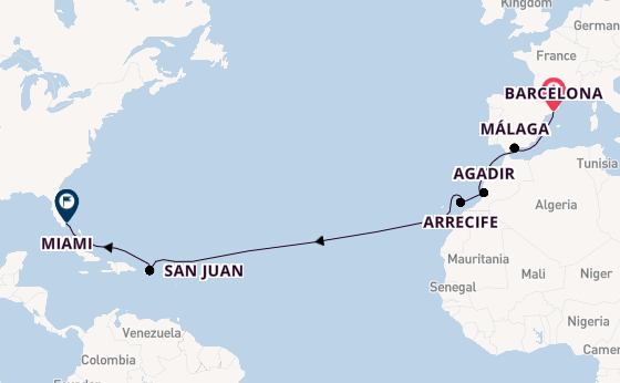 Transatlantic from Barcelona, Spain with the Allura
