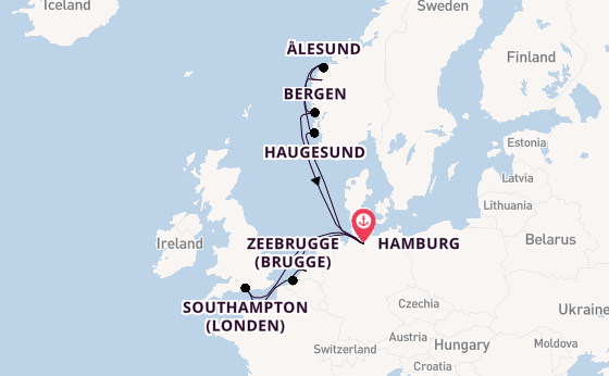 Noorwegen vanaf Hamburg, Duitsland met AIDAperla