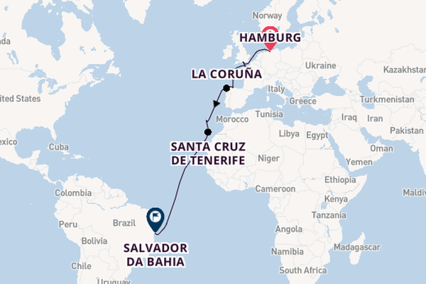 trans-Atlantisch vanaf Hamburg, Duitsland met de MSC Preziosa