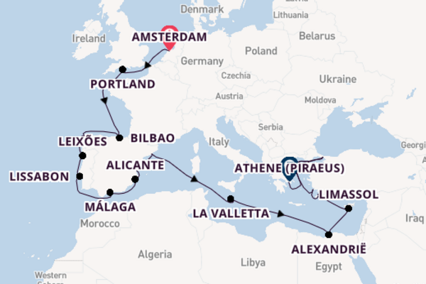 Middellandse Zee vanaf Amsterdam, Nederland met de Nieuw Statendam