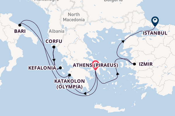 Eastern Mediterranean from Athens (Piraeus), Greece with the MSC Sinfonia