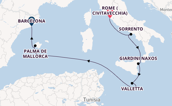 Western Mediterranean from Rome (Civitavecchia), Italy with the EXPLORA I