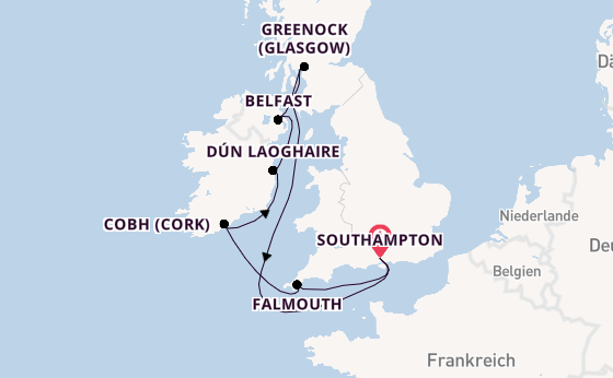Britische Inseln ab Southampton, Großbritannien auf der Regal Princess