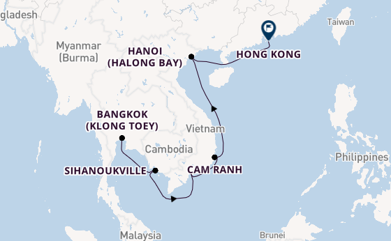 Southeast Asia from Bangkok (Klong Toey), Thailand with the Riviera