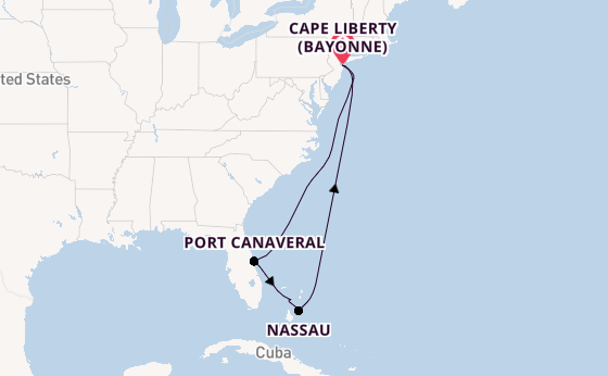 East Coast of America from Cape Liberty (Bayonne), New Jersey, USA with the Oasis of the Seas